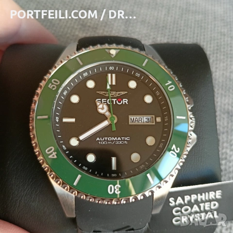 Автоматик Sector, 10АТМ, корона винт, керамичен безъл, сапфир покритие, miyota, снимка 9 - Мъжки - 53607680