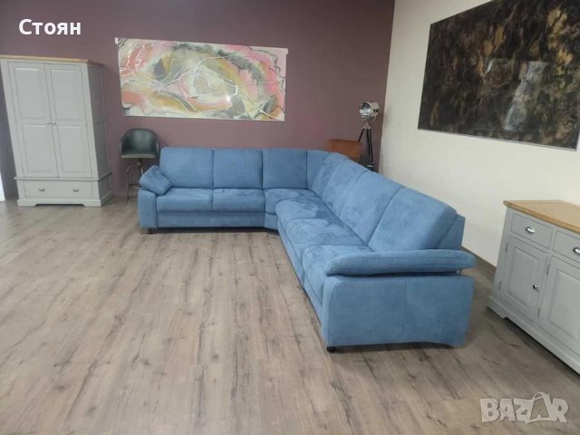 Син ъглов диван от плат с фунция сън MM-ZE1059, снимка 6 - Дивани и мека мебел - 44216139