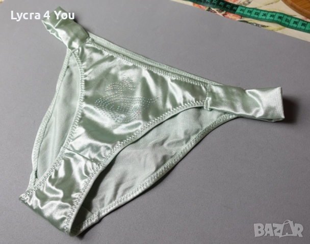 M/L сатенена бикина с ниска талия в цвят мента, снимка 6 - Бельо - 52555267