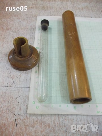 Мензура стара германска с дървени стойка и предпазен капак, снимка 3 - Други ценни предмети - 34243228