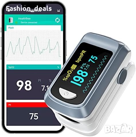 Нов Черен Bluetooth пръстов пулсов оксиметър за Apple и Android  OLED екран, снимка 1