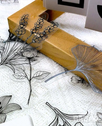 50 бр прозрачни черни черно бели самозалепващи лепенки стикери за украса декор картонена торта и др, снимка 6 - Други - 51254478