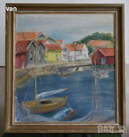 Стара авторска картина с маслени бои от 1941 г., снимка 2 - Картини - 50393965