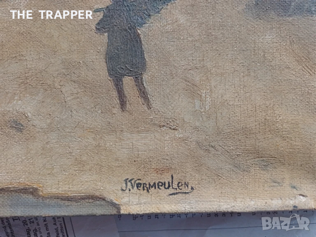 Ян Вермюлен, Антична картина холандски художник,картина, снимка 4 - Антикварни и старинни предмети - 51263641