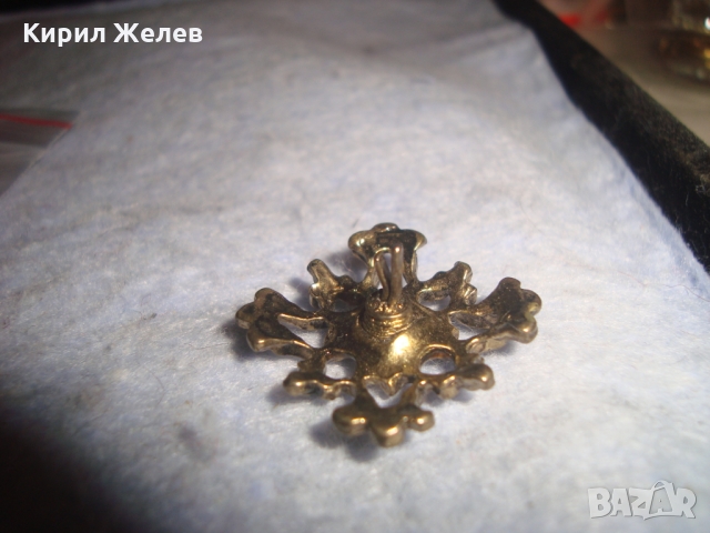 СТАРА РЕТРО ВИНТИДЖ АРТ ДЕКО БРОШКА ЗНАЧКА МЕСИНГ с КРИСТАЛЧЕ 26297, снимка 8 - Антикварни и старинни предмети - 36107185
