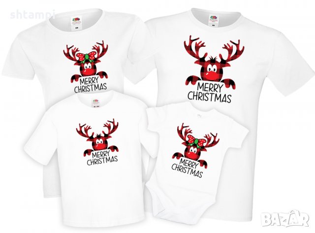 Семеен комплект Весела Коледа елен, снимка 2 - Тениски - 34825929