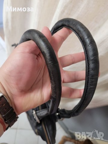 BON' A PARTE естествена кожа, черна чанта  с много джобчета, снимка 8 - Чанти - 41042803