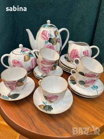 Руски/съветски сериз Сватбен подарък или Рози на ЛФЗ Ломоносов, снимка 2 - Сервизи - 51749937