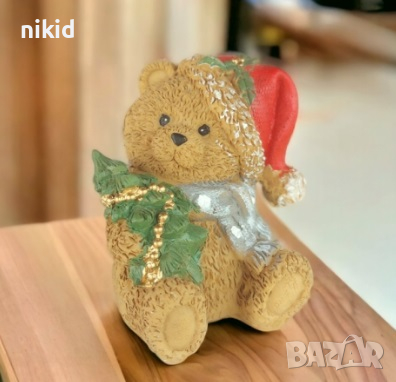 3d сладко Коледно мече с шапка и елха силиконов молд форма фондан свещ гипс сапун декор 