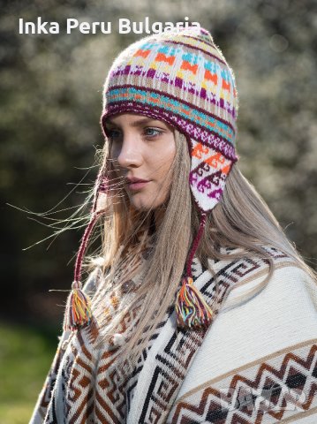 Автентична перуанска шапка модел Куско от вълна на алпака, снимка 3 - Шапки - 40190203