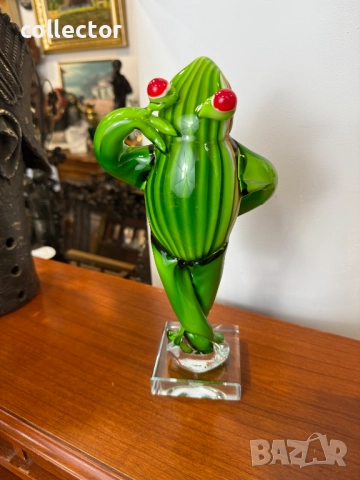 Ръно изработена жаба от цветно стъкло. №7387, снимка 3 - Колекции - 51886803