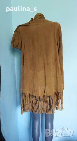 Два броя / Дизайнерско манто тип туника "Uterque", "Unbranded" / Естествен набук , снимка 18 - Палта, манта - 36890137
