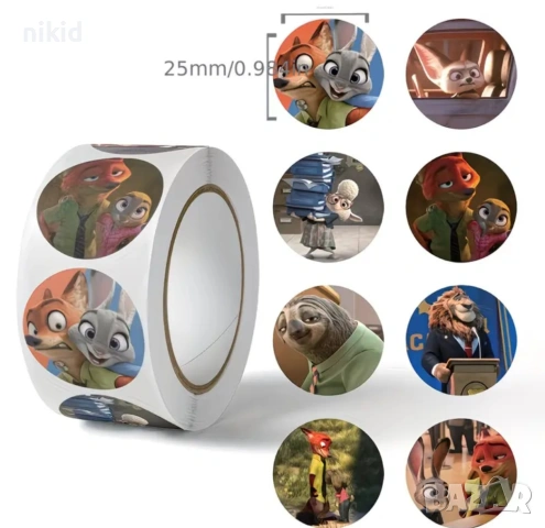 2 вида 100 бр Зоотопия Зоотрополис Zootropolis малки самозалепващи лепенки стикери ръчна подарък, снимка 3 - Други - 53362595