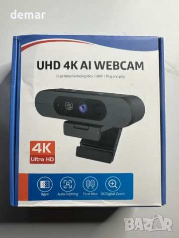 TOALLIN 4K уеб камера с WDR, AI автоматично кадриране, 5X увеличение, снимка 9 - Други - 52708224