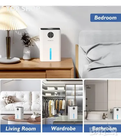 Влагоуловител AONELAS 1,8л. със 7 цвята светлина и автоматично размразяване, преносим и ултра тих, снимка 6 - Влагоабсорбатори и влагоуловители - 48930596