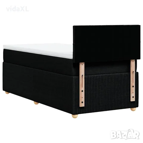vidaXL Боксспринг легло с матрак, черно, 90x200 см, плат, снимка 6 - Спални и легла - 56146945