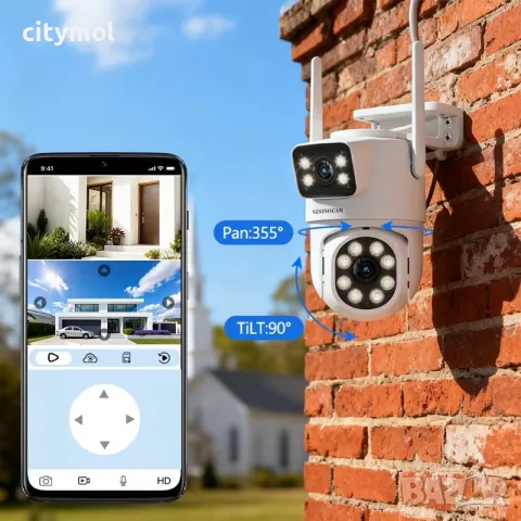 Smart Двойна Wi-Fi Камера с Две Лещи – Българско Меню! Нощно виждане