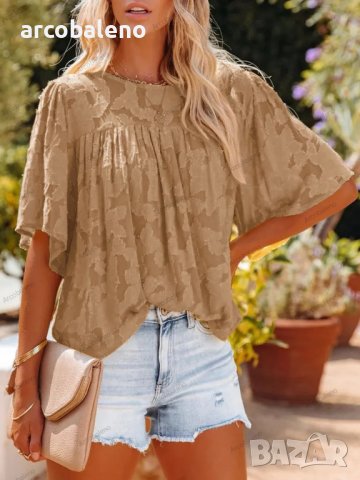 Дамска дантелена блуза с разкроени ръкави, 12цвята - 023, снимка 2 - Тениски - 40302892