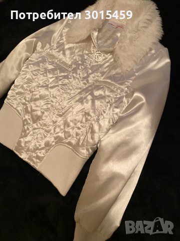 Бяло сатенено яке Tally Weijl с пухкава яка, снимка 10 - Якета - 42498314