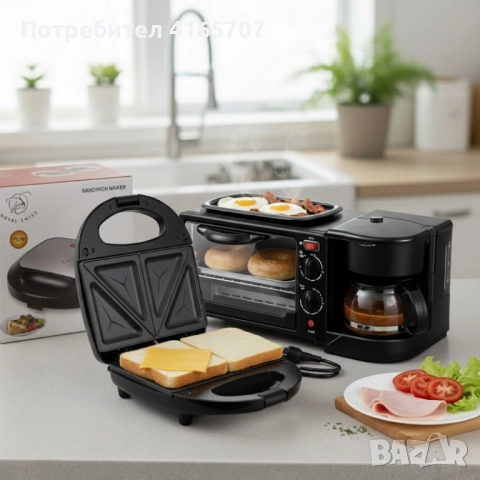 Печка, тостер и кафемашина – 3в1 + ПОДАРЪК Уред за сандвичи Royal Swiss, снимка 5 - Печки, фурни - 52722052