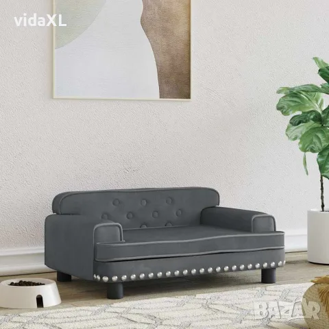 vidaXL Кучешко легло тъмносиво 70x45x30 см кадифе, снимка 2 - За кучета - 56146332