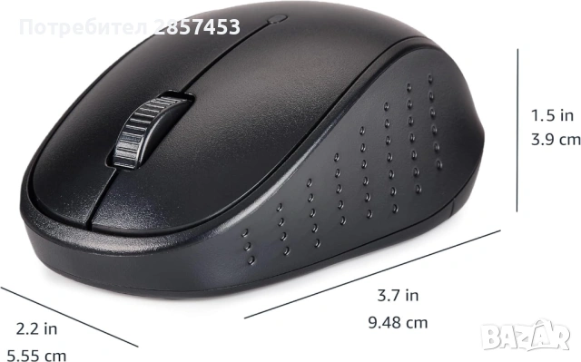 Amazon Basics безжичен комплект клавиатура + мишка (Full-Size), QWERTY, снимка 4 - Клавиатури и мишки - 53655016