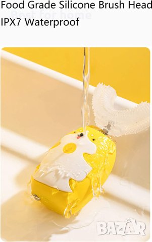 Електрическа 360° ултразвукова четка за почистване на зъби,ЦВЯТ - СИН, U-образна, 2 - 12 години, снимка 4 - Друга електроника - 40664813