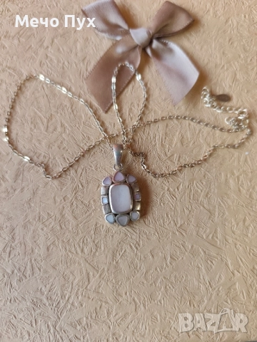 Сребърен синджир с висулка със седеф (374)