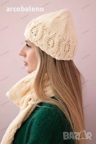 Дамски зимен комплект шапка и шал Adrianna, 3цвята , снимка 6 - Шапки - 47811590