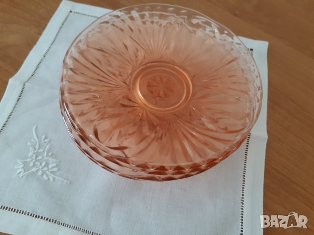 Десертни чинийки, български, ретро стъкло, снимка 3 - Сервизи - 41890630