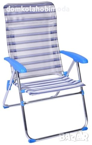 Алуминиев Сгъваем плажен стол регулира се в 4 позиции, 65х57х95 см, снимка 1 - Къмпинг мебели - 41702440