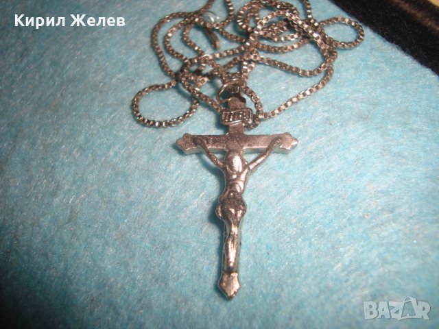 СТАР НАГРЪДЕН ПОСРЕБРЕН КРЪСТ РАЗПЯТИЕ с ВЕРИЖКА 3872, снимка 4 - Колиета, медальони, синджири - 34839050