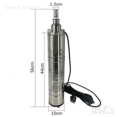 Сондажна потопяема помпа 1.5 HP | За чиста вода | 100 мм, снимка 2 - Напояване - 52720396