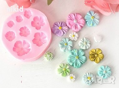 8 размера цвете цветя цветчета цветенца силиконов молд форма фондан декор украса