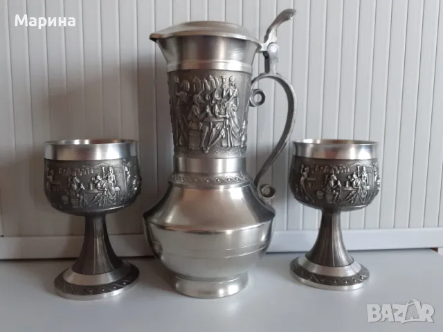 Комплект за вино и ракия от калай Antik*Vintage  #42