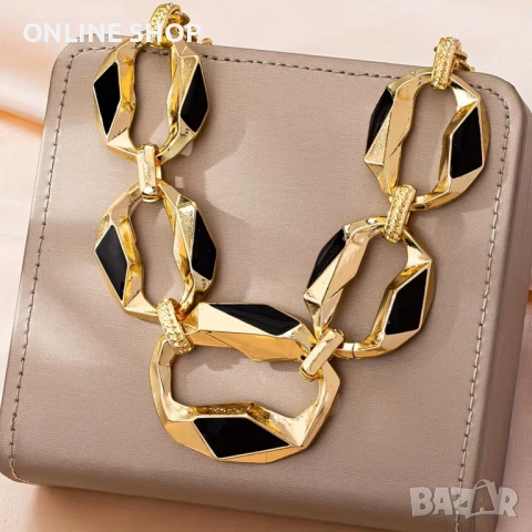 Модерно и изискано геометрично колие, снимка 4 - Колиета, медальони, синджири - 53700285