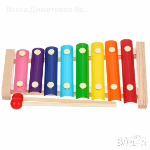 Детски дървен ксилофон с 8 цветни ноти и 2 чукчета, снимка 6 - Музикални играчки - 51102897