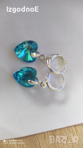 Обеци сърца тип Сваровски , снимка 1