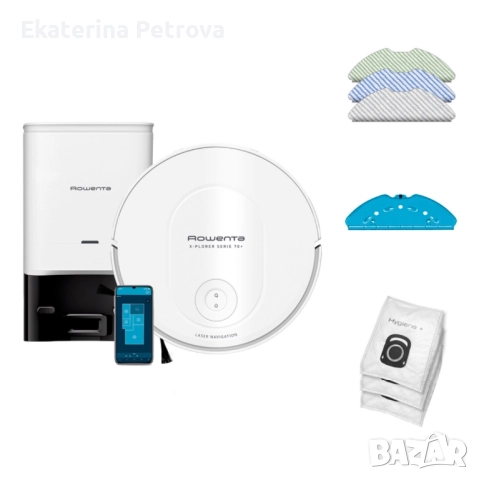 Прахосмукачка робот ROWENTA X-PLORER SERIE 70+ ANIMAL CARE RR8497WH 2 В 1 СУХО И МОКРО ПОЧИСТВАНЕ ПО