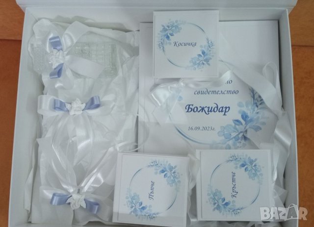 Комплект за кръщене в син цвят, снимка 9 - Подаръци за кръщене - 42010996