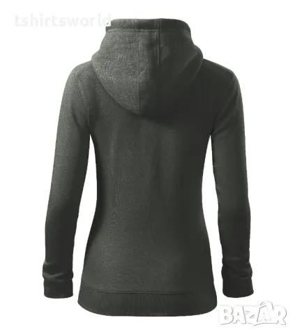 Нов дамски суичър с ЦИП и качулка в сив цвят (castor gray), снимка 3 - Суичъри - 47979042