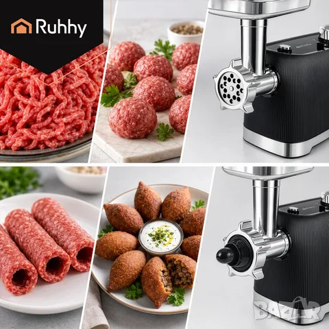 Eлектрическа месомелачка / Месомелачка с пълначка / Мелачка за месо 2400W – с реверс, снимка 8 - Месомелачки - 55829055