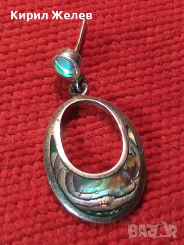 ПРЕКРАСНА СТАРА АНГЛИЙСКА СЕДЕФЕНА СРЕБЪРНА ОБЕЦА СРЕБРО 925 с КРАЛСКИ СЕДЕФ 45534, снимка 13 - Обеци - 46234772