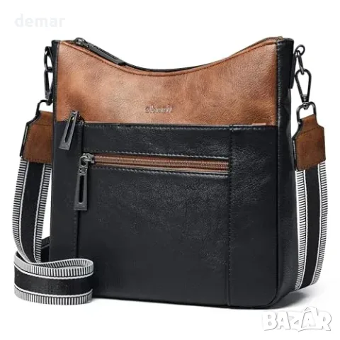 Дамска crossbody чанта Shrrie от веган кожа с регулируема презрамка и 5 отделения, снимка 2 - Чанти - 55849752