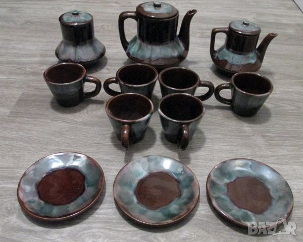 Красив български антикварен комплект за чай - 12 части 