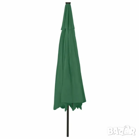 Градински чадър 300x260 см – Зелен плат с черна основа, снимка 3 - Градински мебели, декорация  - 50621866