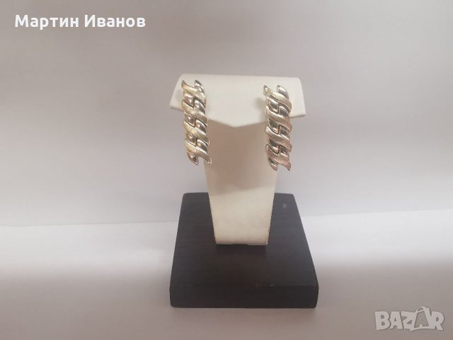 Златни обеци висящи преса , снимка 1