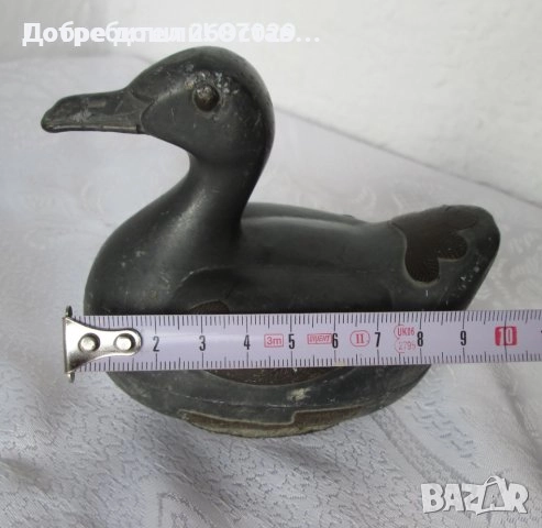 Стъклено преспапие масивна птица патка гъска фигура статуетка и  кутия антика метална, снимка 13 - Статуетки - 29124971