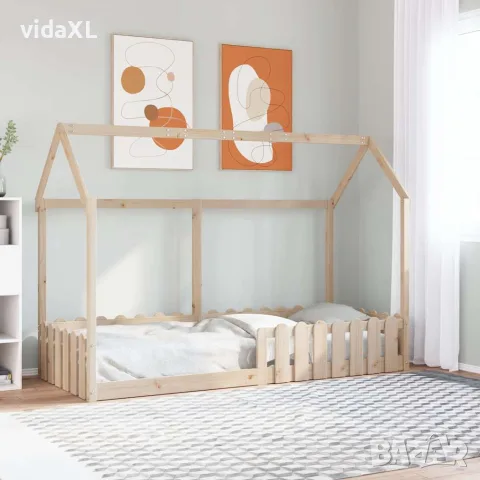 vidaXL Рамка за детско легло тип къща, 80x200 см, борово дърво масив, снимка 2 - Спални и легла - 56148220