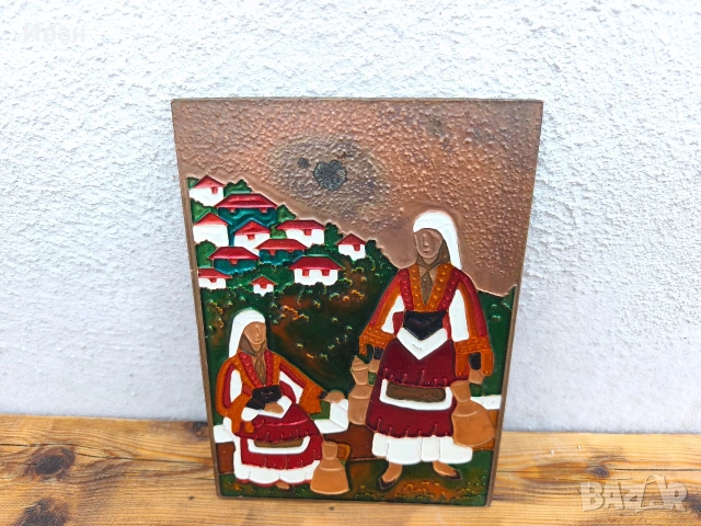 Медно пано с емайл (моми), снимка 7 - Пана - 53709831